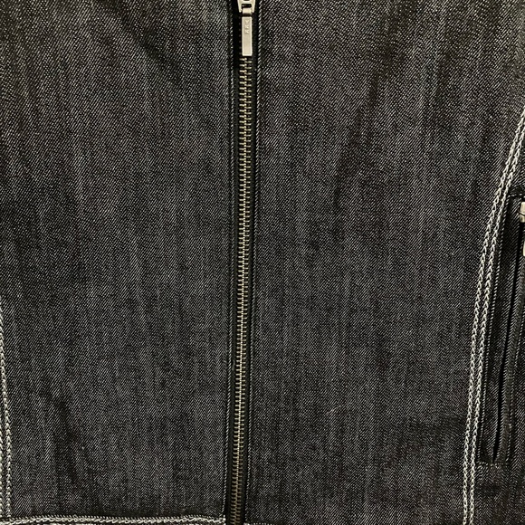 Chico's Dark Gray Embroidered Denim Style Jacket Size 1 - Picture 5 of 8